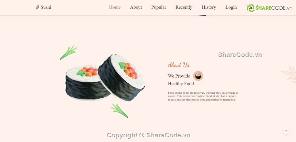 Code website bán hàng,sushi,Code web html css js,đồ ăn,website bán hàng Sushi